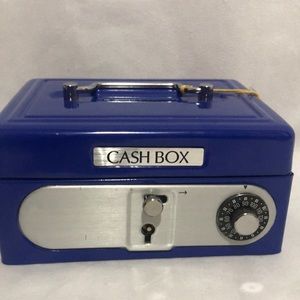 Small Blue Steel Cash Box